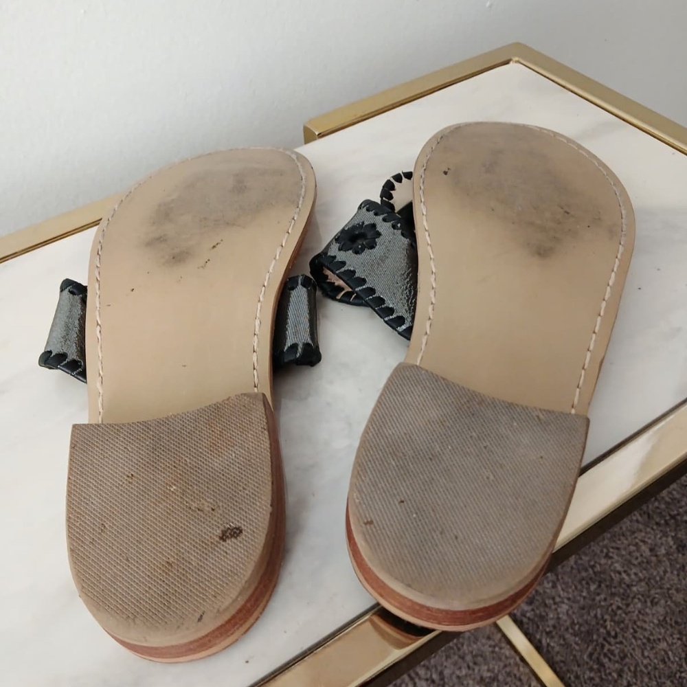 Jack Rogers Vintage Gray Leather Floral Thong Sandals Women Size 7 - Picture 7 of 7